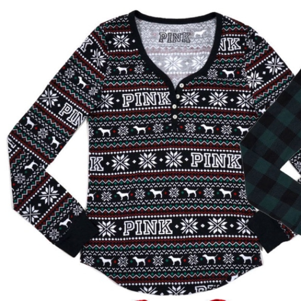 VGUC Size L PINK Holiday Thermal Shirt.